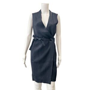 $250 behno Black Mini Wrap Viscose Dress Vest size 2